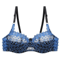 Pikkukuva 1 / 8: Naisten pitsikirjailtu seksikäs läpinäkyvä naisten alusvaateliivi Plus-koko rintaliivit Bralette väripalikkaliivi Blue 80C