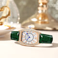 Miniatyrbillede 3 af 5: Rektangulært Bælte Mode Dameur Dame Quartz Ur Rose gold Red Belt