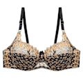 Miniatyrbild 2 av 7: Sexig transparent BH med spetsbroderi för kvinnor, plus size behå, bralette, färgpatchwork-BH Red 80C