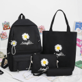 Miniatyrbild 7 av 11: 4 st/set Skolryggsäckar för damer Skolväska Daisy Canvas för tonårsflickor Student College Bokväska Pojkar Portfölj Bolsas Mochilas A  Army Green Backpacks