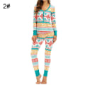 Miniatyrbild 2 av 6: Julpyjamas Matchande Familj Pyjamas Dam Pyjamasset Topp Byxor Set Full Längd Regular Mjuka Tryckta Set Sovkläder Blue M