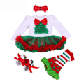Miniatyrbild 1 av 9: Långärmad Jul Nyfödd Baby Kläder Höst Spetsdesign Romper Jumpsuit Hårband 4 st ropa bebe Jul Cosplay Kostym as photo32