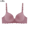 Pikkukuva 1 / 4: Naisten yksiosainen aaltomainen saumaton rintaliivi, plus-koko, push-up-bralette, kevyt ja hengittävä alusvaate Pink 34/75BC