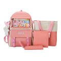Miniatyrbild 1 av 11: 4 st/set Skolryggsäckar för damer Skolväska Daisy Canvas för tonårsflickor Student College Bokväska Pojkar Portfölj Bolsas Mochilas F Pink Backpacks