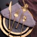 Miniatyrbild 7 av 11: Bestickset i rostfritt stål Guld Bestickset Västerländska Matbestick Servis Julklapp Gafflar Knivar Skedar Overseas Bright Silver