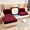Miniatyrbild 5 av 11: Tjockt Sammet Sofföverdrag Enfärgat Soffkuddsöverdrag Elastiskt Överdrag Allomfattande Sofföverdrag Matsal light grey Backrest cover