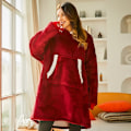 Miniatyrbilde 1 av 11: Dame Teppe Genser Kåpe Vinter Hettegensere Utendørs Hettejakker Varm Komfort Morgenkåpe Jule Fleece Teppe Sudadera Mujer 848 red One Size