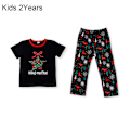 Miniatyrbild 9 av 11: Julpyjamas Matchande Familjepyjamas Förälder-Barn Pyjamasset Kläder Kortärmad T-shirt Byxor Snö Älg Tryckt Nattkläder Outfit Men L