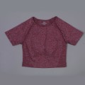 Miniatyrbild 11 av 11: Yoga Set Träningskläder Sportdräkt Kortärmad Crop Top Yogashorts För Kvinnor wine red set M