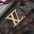 Miniatyrbild 8 av 8: Business Casual Automatiskt Spänne Bälte Exklusivt Äkta Läder Mode Rutmönster All-Match Byxbälte Alloy X gun color black plaid 115cm