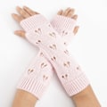 Miniatyrbillede 11 af 11: Dame Strikkede Armvarmere Mode Håndvarmere Vinterhandsker Dame Arm Hæklet Udhulet Hjerte Vante Varme Fingerløse Handsker White One Size
