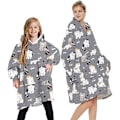 Pikkukuva 9 / 11: Loalirando Oversized Hupparipeitto Pehmeä Fleece Hupparipeitto Naisille Miehille Lapsille Puettava Huppupeitto Isollla Taskulla Grey - Sheep One Size