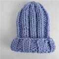 Miniatyrbild 1 av 11: Stickad Mössa Dam Vinter Enfärgad Enkel Tjock Yllemössa Utrikeshandel Varmt Öronskydd Ice Blue Average size