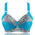Miniatyrbild 2 av 5: Dam Plus Size BH Leopardtryck Trådlösa BH:ar Justerbar Behå Tunn Kupa Underkläder Black 40E