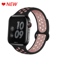 Miniatyrbilde 7 av 11: Silikonrem for Apple Watch-reim 44mm 40mm 38mm 42mm Pustende håndledd Sportsbelte armbånd iWatch serie 5 4 3 2 SE 6 klokkereim Coal black 42MM or 44MM-S M
