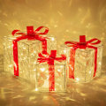 Miniatyrbilde 8 av 11: Glødende Juledekorasjon Gaveeske Ornament Med Sløyfe Julebelysning Eske Utendørsbelysning Julebord Skrivebordsornament 13cm-Red bowknot