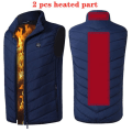 Miniatyrbilde 8 av 11: Herre Utendørs USB Infrarød Varmevest Jakke Herre Vinter Elektrisk Oppvarmet Vest Vattert Vest For Sport Fotturer Oversized 5XL Double switch black 4XL