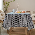 Miniatyrbilde 2 av 8: Japansk Stil Bomull Lin Bordduk Vaskbar Rektangulær Blå Havbølge Hjem Kaffe Spisebord Peis Mikrobølgeovn Dekke Checkered 140x140 cm