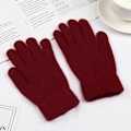 Miniatyrbillede 2 af 11: 2023 Elastiske Handsker med Fuld Finger Varme Tykke Cykelkørsel Mode Kvinder Mænd Vinter Varme Strikkede Uldne Udendørs Handsker Wine Red One Size
