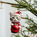 Miniatyrbillede 9 af 11: 2D Akryl Sjov Kat Juletræs Ornament Kat Akryl Ornament Dobbelt Tryk Sjovt Julevedhæng Gave Sjovt Vedhæng C One Size