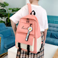 Miniatyrbillede 8 af 11: Canvas Piger Mode Skoletaske Stor Kapacitet Studerende Koreansk Rygsæk All-match Multifunktionelt 4-delt Sæt Bolsa Sac A Dos 1 piece black2