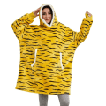 Miniatyrbilde 1 av 11: Vinter Oversized Hettegenser Teppe Med Ermer Fleece Genser Rutete Hette Dame Lomme Hettegenser Oversize Mykt Teppe tiger One Size