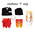Miniatyrbild 1 av 5: Demon Slayer Rengoku Kyoujurou Cosplay Kostym Kimetsu No Yaiba Kimono Uniform Peruk Halloween Kostymer för Kvinnor Män Barn costume and wig One Size