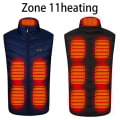 Miniatyrbilde 1 av 11: Menn USB Infrarød 11 Varmeområder Vest Jakke Menn Vinter Elektrisk Oppvarmet Vest Vattert For Sport Fotturer Overdimensjonert 5XL 11 areas blue XXL