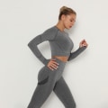Miniatyrbilde 2 av 10: Yoga Sett Sportsantrekk Treningssett Sportsklær for Kvinner Grey long set M