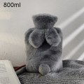 Miniatyrbild 10 av 11: 300/500/800ml Varmvattenflaska Mjukt Överdrag Kaninform Söt Varmvattenpåse Håller Värmen på Vintern Bärbar Handvärmare Dark Gray-300ml
