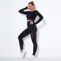 Miniatyrbilde 8 av 11: Yoga Sett Todelt BH Leggings Treningssett for Kvinner Khaki L