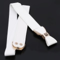 Miniatyrbild 3 av 5: Knuten Midjeband Dam Elastiskt Brett Stretch Bälte med Rosett White