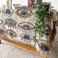 Miniatyrbillede 4 af 11: Mystiske Øjne Mønster Vævet Plaid Tæppe Væg Tæppe Sofa Seng Værelse Indretning Kvast Tråd Tæppe Stort Plaid Gobelin Picnic Måtte aa3 130x150cm