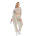 Miniatyrbilde 4 av 4: Yoga Sett Treningsklær Topper Og Tights Sportsdrakter For Kvinner 3Pcs grey M
