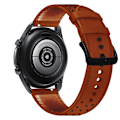 Miniatyrbillede 4 af 5: Læder urrem 22mm til Huawei GT2 Samsung S3 Black orange dot black line 22mm