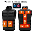Miniatyrbild 11 av 11: Herr Utomhus USB Infraröd Värmeväst Jacka Herr Vinter Elektrisk Uppvärmd Väst Midjeväst För Sport Vandring Oversized 5XL 8 areas Twill black 6XL