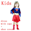 Miniatyrbild 1 av 9: Vuxen Barn Superhjälte Cosplay Kostymer Supertjejer Klänning Skoskydd Kostym Superkvinna Klänning Kvinna Superhjälte Halloween Kläder Kids full set M