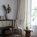 Miniatyrbilde 2 av 6: Boho Gardiner Geometrisk Stripete Gardiner Soverom Stue Panel med Dusker Lin Gardiner Ferdig Drapering Hjemmeinnredning A W150xL200cm
