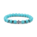 Miniatyrbillede 5 af 11: Herre Naturlige Lavasten Perle Armbånd Hæmatit Kors Rosenkrans Meditation Bøn Jesus Armbånd Kvinder Yoga Smykker Black Pine