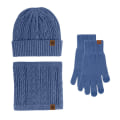Miniatyrbillede 9 af 9: Handsker, hue og halstørklæde, tre-delt sæt med touch screen plus fløjl varm uldhue, tre-delt sæt Navy blue three-piece set