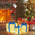 Miniatyrbilde 4 av 11: Glødende Juledekorasjon Gaveeske Ornament Med Sløyfe Julebelysning Eske Utendørsbelysning Julebord Skrivebordsornament 3pcs-Red bowknot