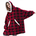Miniatyrbilde 11 av 11: Vinter Oversized Hettegenser Teppe Med Ermer Fleece Genser Rutete Hette Dame Lomme Hettegenser Oversize Mykt Teppe hmy848 grey One Size