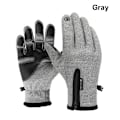 Miniatyrbild 7 av 11: Vinterhandskar Herr Touchscreen Halkfria Unisex Vattentäta Vindtäta Varma Cykelhandskar Mode Dragkedja Sporthandskar Style4-Grey XL