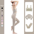 Miniatyrbild 3 av 11: Yoga Set Dam Gym Kläder Kvinnlig Hög Midja Yoga Byxor Träningsdräkt Dam Fitness Kläder 3 Pcs Set Khaki M