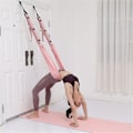 Miniatyrbild 1 av 3: Elastiskt stretchigt yogabälte dragrep inverterat rep stretchbälte split lägre midjetränare pink