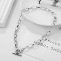 Miniatyrbillede 5 af 11: Tykk Kæde Toggle Lås Halskæder Blandede Sammenkædede Cirkel Halskæder til Kvinder Minimalistisk Choker Halskæde Hot Smykker IPA0491-2