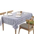Miniatyrbilde 4 av 5: Tykkere duk i bomulls-linblanding med enkelt blått fisketrykk, japansk stil, vaskbar duk for bryllup og tebord no lace 140 X 250CM