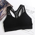 Pikkukuva 1 / 5: Joogaliivit Verkkokangas Urheiluliivit Avoimet Pehmustetut Juoksuliivit Naisille Black Free Size