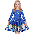 Miniatyrbild 1 av 5: Barnklänning Julkläder Flickor Tryck Prinsessklänning Blue 140cm