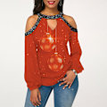 Miniatyrbild 4 av 6: Julkläder Damkläder Ljus Kristall Patchwork Cold-Shoulder Julkläder Snowflake L